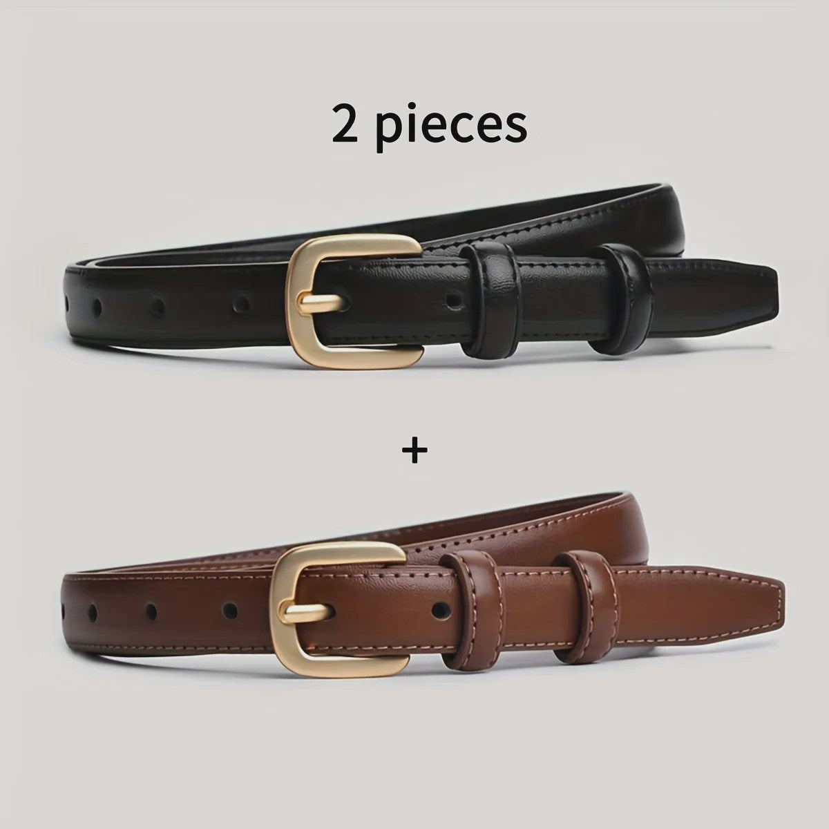 2-Pack Casual Dames Riemen met Naaldbuckle - Stijlvol & Hoogwaardig voor Dagelijks Gebruik