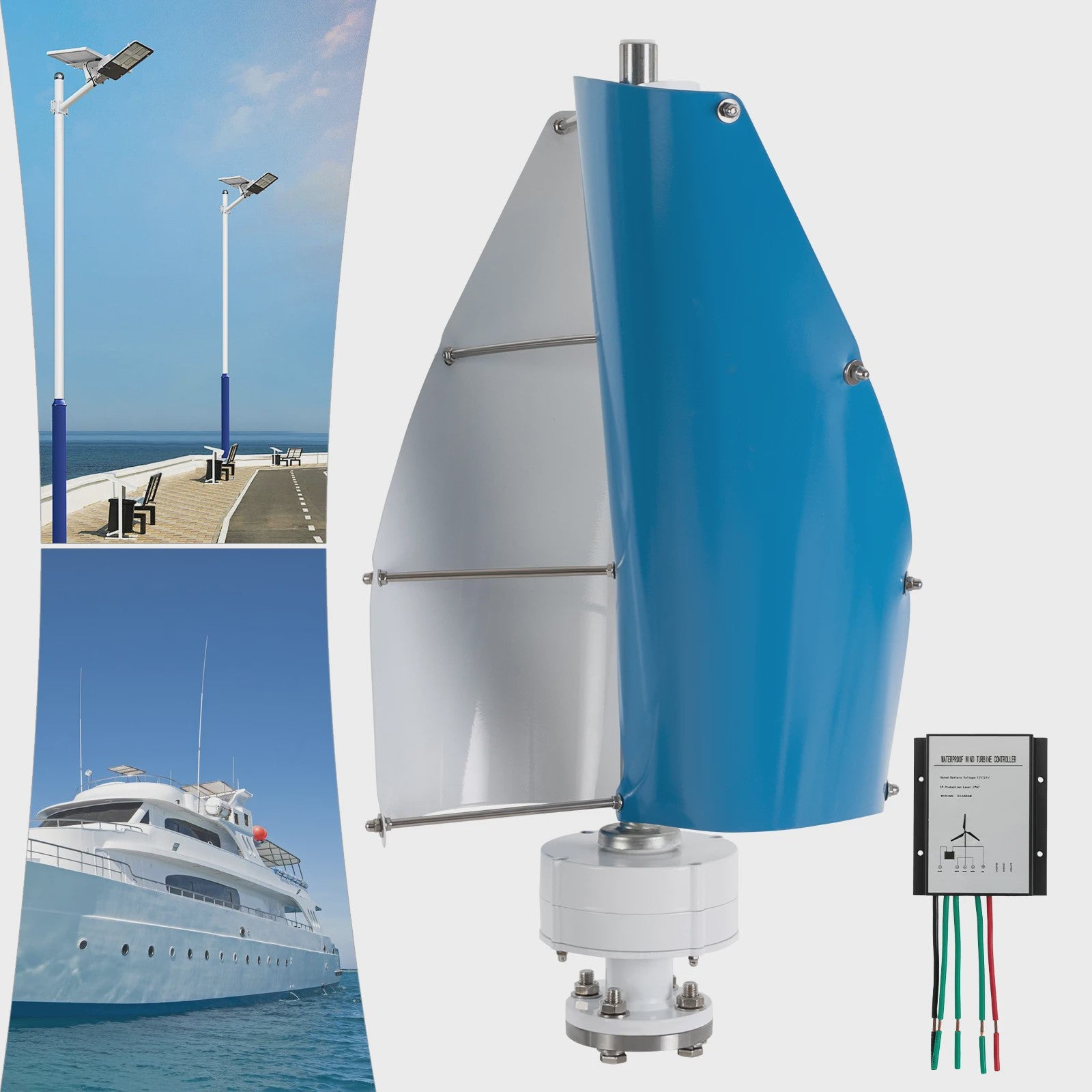 Verticale Windturbine 12V met Permanente Magneet Generator - Ideaal voor Boten en Terrassen