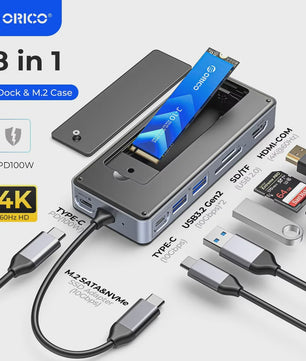 ORICO USB-C Docking Station met M.2 NVMe/SATA SSD Enclosure & 10Gbps Hub