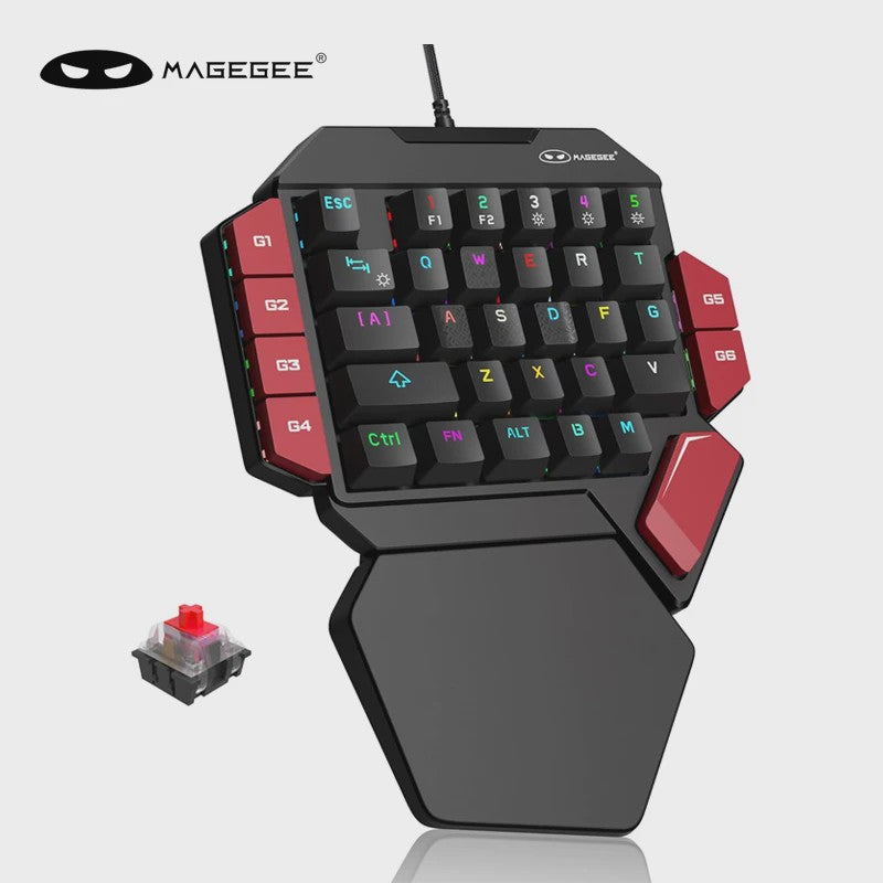 MageGee Mini Mechanisch Gaming Toetsenbord - 35 Toetsen, Eén Hand, Backlit, Hot-Swappable
