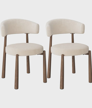 Set van 2 Mid-Century Modern Eetkamerstoelen - Chenille Gestoffeerd met Metalen Poten - Ergonomisch & Stijlvol