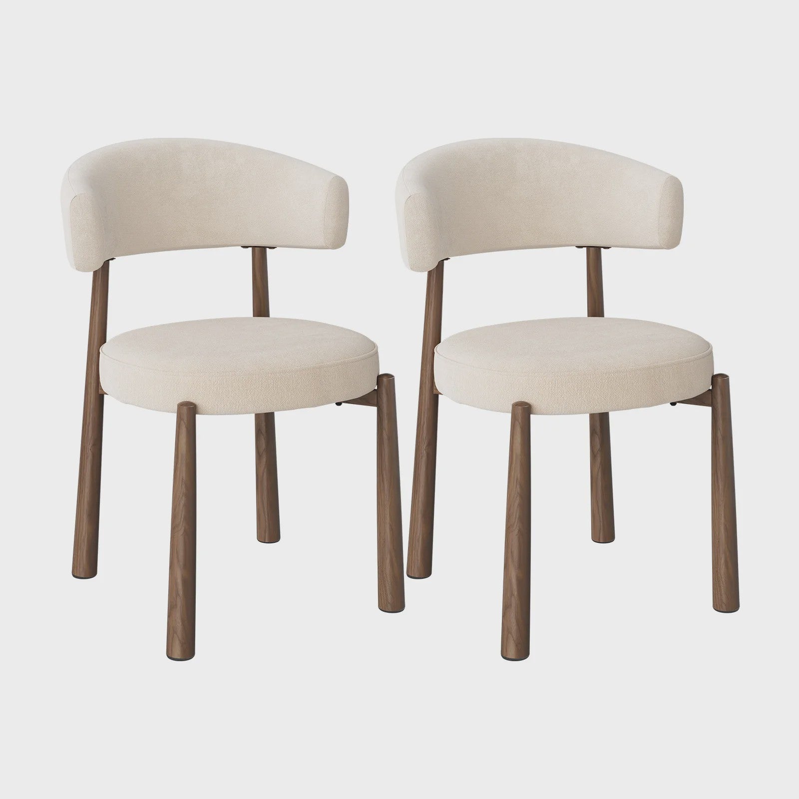 Set van 2 Mid-Century Modern Eetkamerstoelen - Chenille Gestoffeerd met Metalen Poten - Ergonomisch & Stijlvol