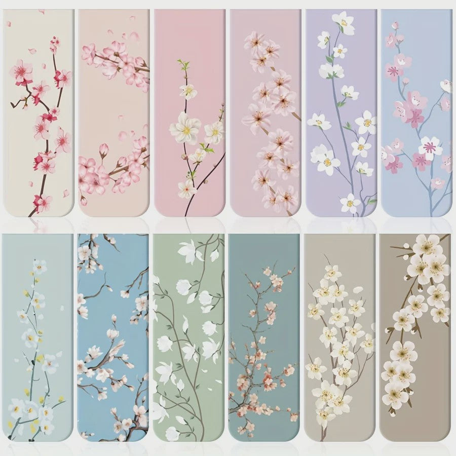 12x Magnetische Bladwijzers met Bloemenprint - Stijlvolle Paginamarkers voor Dames & Planners