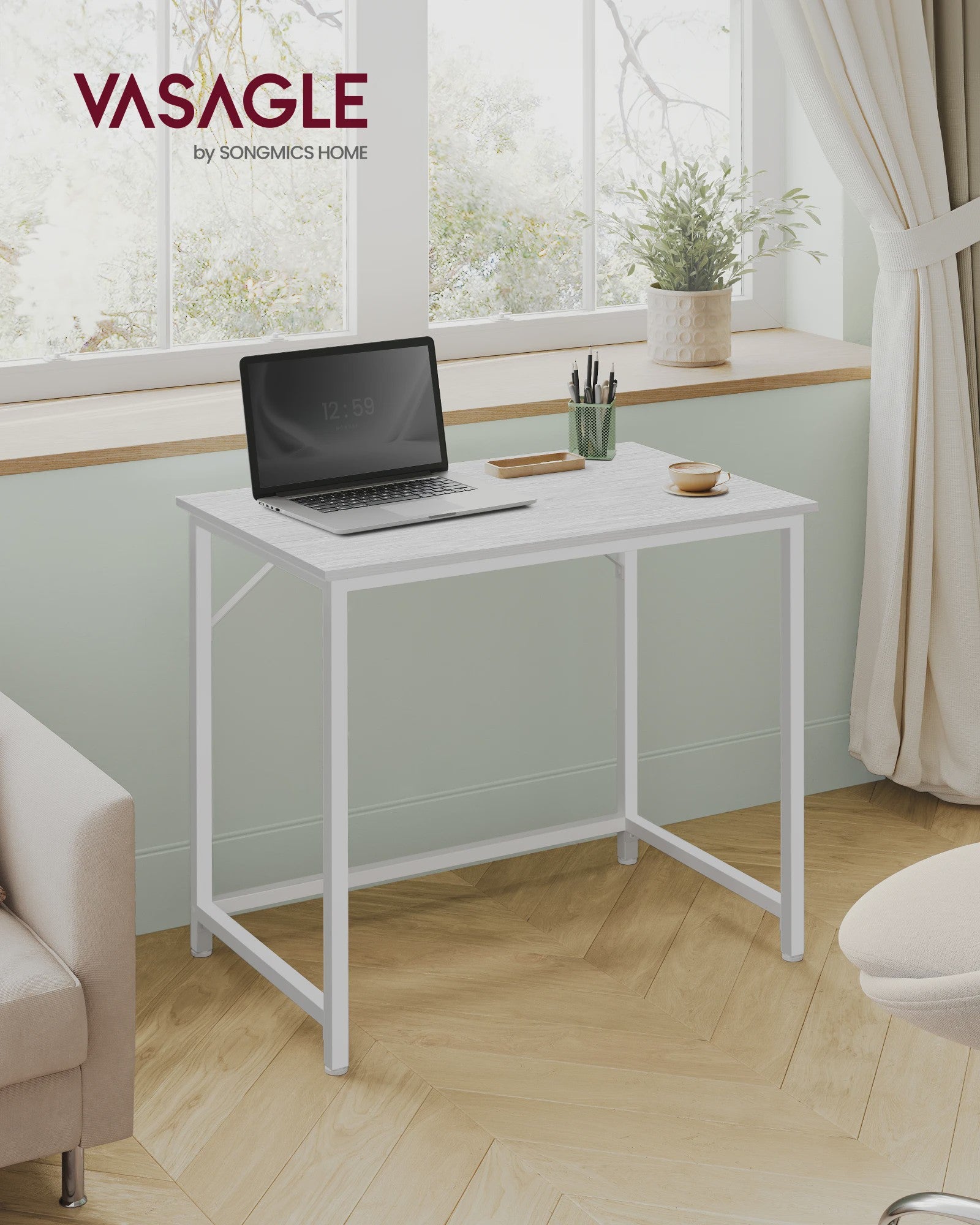 VASAGLE Compact Bureau - Stijlvol Metalen Frame Bureau voor Studie, Kantoor of Slaapkamer