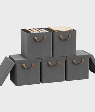 Opvouwbare Opbergbox met Deksel - Set van 3 of 5 - Stoffen Organizer voor Kleding en Speelgoed