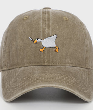 Unieke Geborduurde Baseball Cap met Gans Patroon - Casual Stadsstijl
