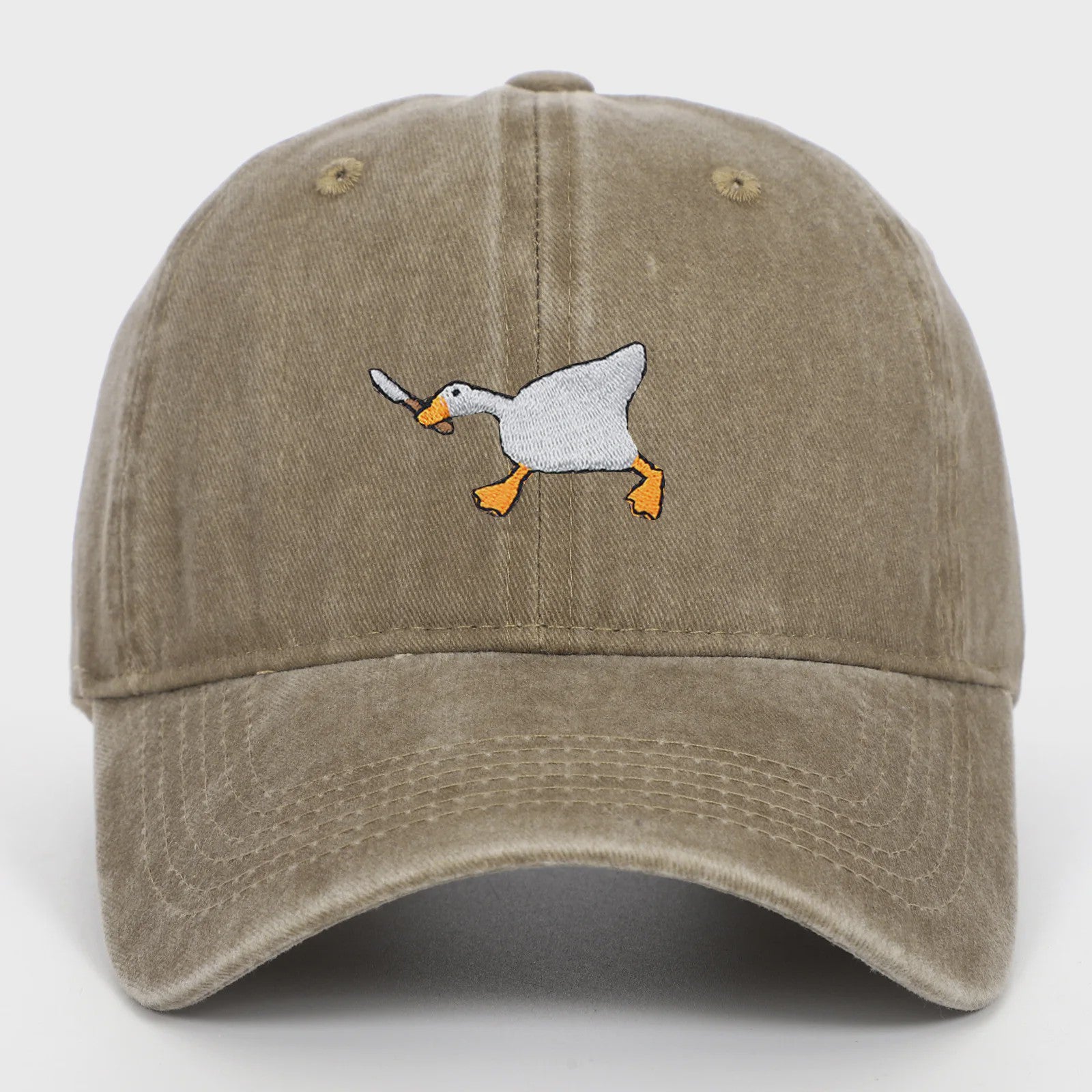 Unieke Geborduurde Baseball Cap met Gans Patroon - Casual Stadsstijl