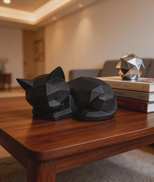 Abstract Geometrisch Slapend Kat Ornament - Modern Minimalistisch Plastic Figuur voor Huis & Kantoor