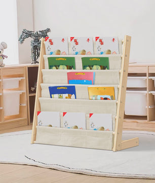 Houten Boekenkast met 6 etages en opbergvakken voor Kinderkamer