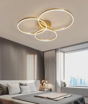 Moderne LED Plafondlamp 3 Cirkels - Goud/Koffie - Woonkamer & Slaapkamer