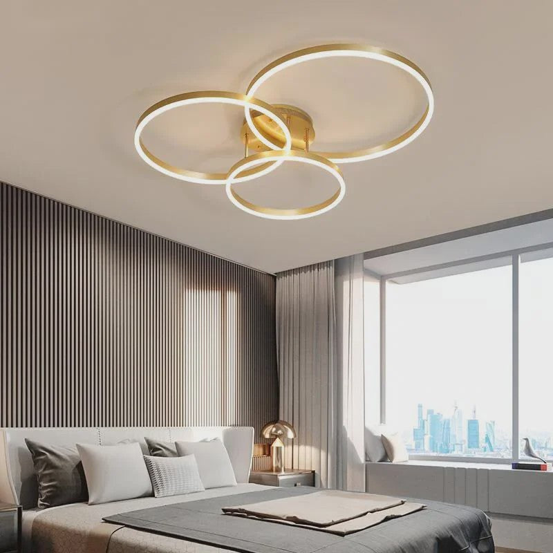 Moderne LED Plafondlamp 3 Cirkels - Goud/Koffie - Woonkamer & Slaapkamer