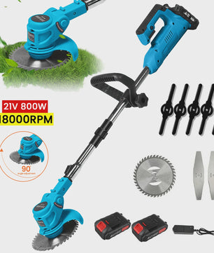 Draagbare Elektrische Grasmaaier & Grastrimmer - 800W, Snoerloos & Opvouwbaar