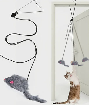 Interactief Katten Speelgoed Muis - Hangend Deur Speeltje met Veertje