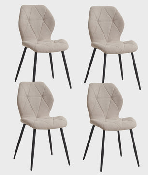 Set van 2, 4 of 6 Eetkamerstoelen - Gestoffeerd, Gewatteerd Linnenlook Stof, Metalen Poten