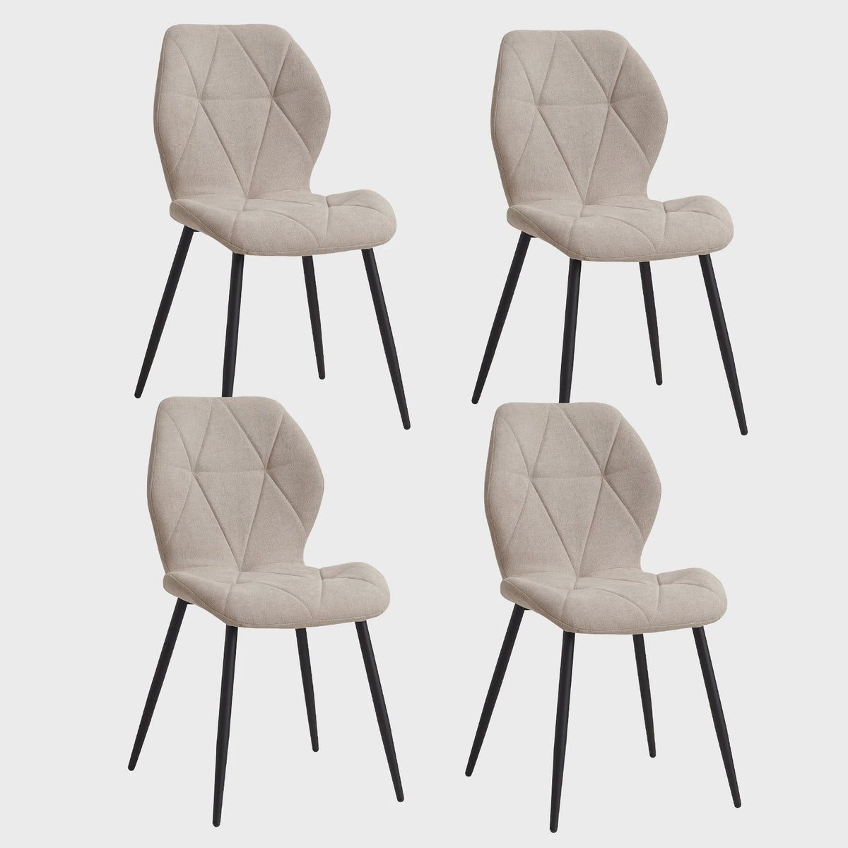 Set van 2, 4 of 6 Eetkamerstoelen - Gestoffeerd, Gewatteerd Linnenlook Stof, Metalen Poten