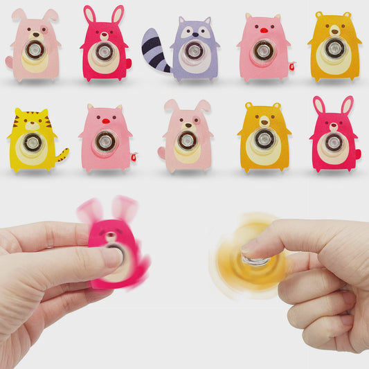 Set van 6 Leuke Dieren Fidget Spinners - Vingertop Gyro Speelgoed voor Stressverlichting & Feestjes