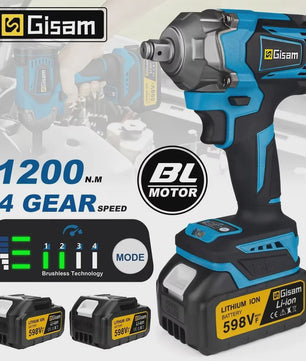 Gisam Accu Slagmoersleutel 1200Nm Brushless 1/2 inch - Krachtig en Draadloos