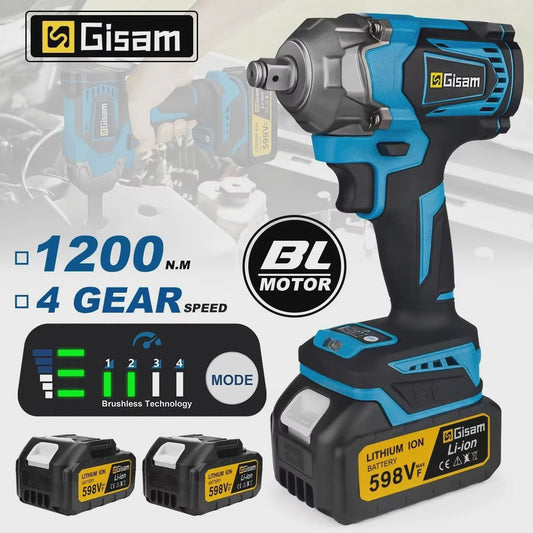 Gisam Accu Slagmoersleutel 1200Nm Brushless 1/2 inch - Krachtig en Draadloos