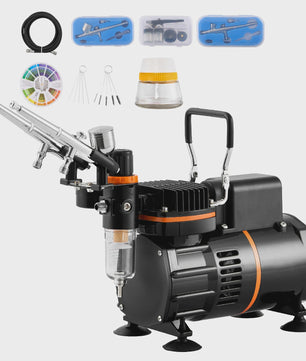 Professionele Airbrush Kit met Dubbele Ventilator Compressor en 3 Airbrushes
