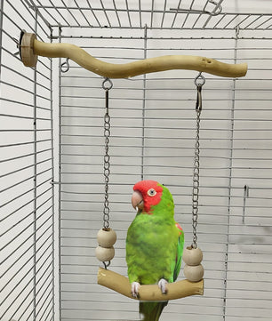 Houten Vogel Speeltuin met Schommel en Zitstok - Verrijking voor Papegaaien & Parkieten