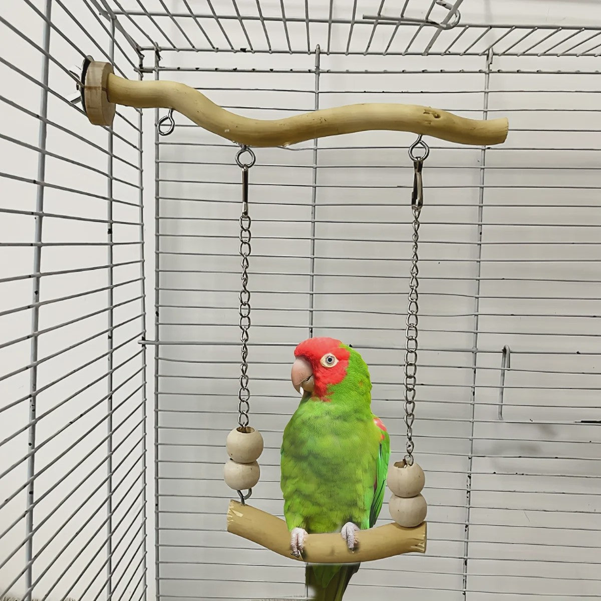 Houten Vogel Speeltuin met Schommel en Zitstok - Verrijking voor Papegaaien & Parkieten