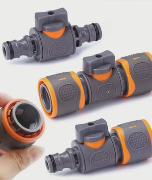 3-delige 16mm Tuinslang Koppeling met Afsluiter - Snelkoppeling voor Irrigatie