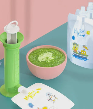 Herbruikbare Babyvoeding Dispenser Set - Zelf Fruitpuree Maken & Bewaren