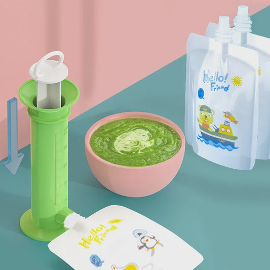 Herbruikbare Babyvoeding Dispenser Set - Zelf Fruitpuree Maken & Bewaren