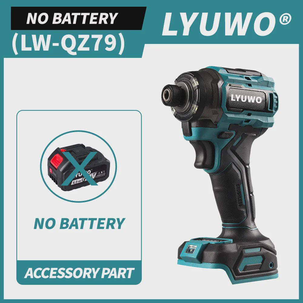 LYUWO Krachtige Accu Klopboormachine: Borstelloos, 3300RPM, 4-Snelheden, LED, Vrouwvriendelijk