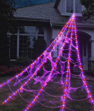 Grote Halloween Spider Web Verlichting met 250 LED's en Gigantische Spin - 5 Meter