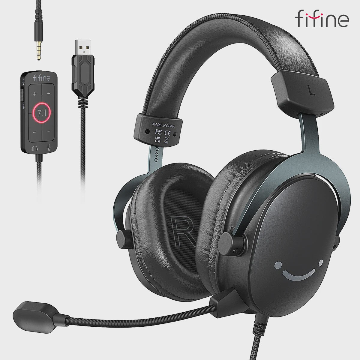 FIFINE H9 Gaming Headset met 7.1 Surround Sound, USB & 3.5mm Jack, Volume & Mute Controle voor PC, Mac, PS4/PS5