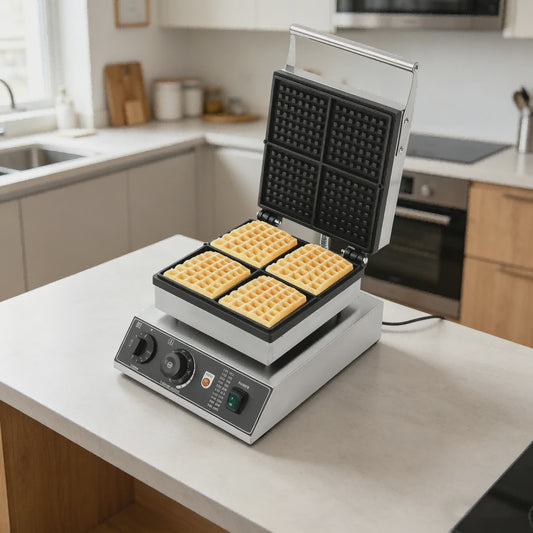 Professionele Wafelijzer 1750W met Timer & Temperatuurregeling - Antiaanbaklaag