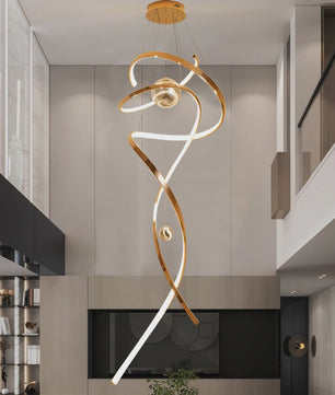 Moderne LED Plafondlamp Spiraal Design - Goudkleurig - Hanglamp voor Woonkamer & Eetkamer