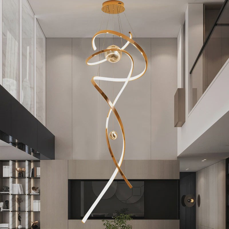 Moderne LED Plafondlamp Spiraal Design - Goudkleurig - Hanglamp voor Woonkamer & Eetkamer