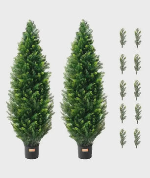 Kunst Echte Cipres Topiary Boom - Onderhoudsvrije Groene Decoratie voor Binnen & Buiten