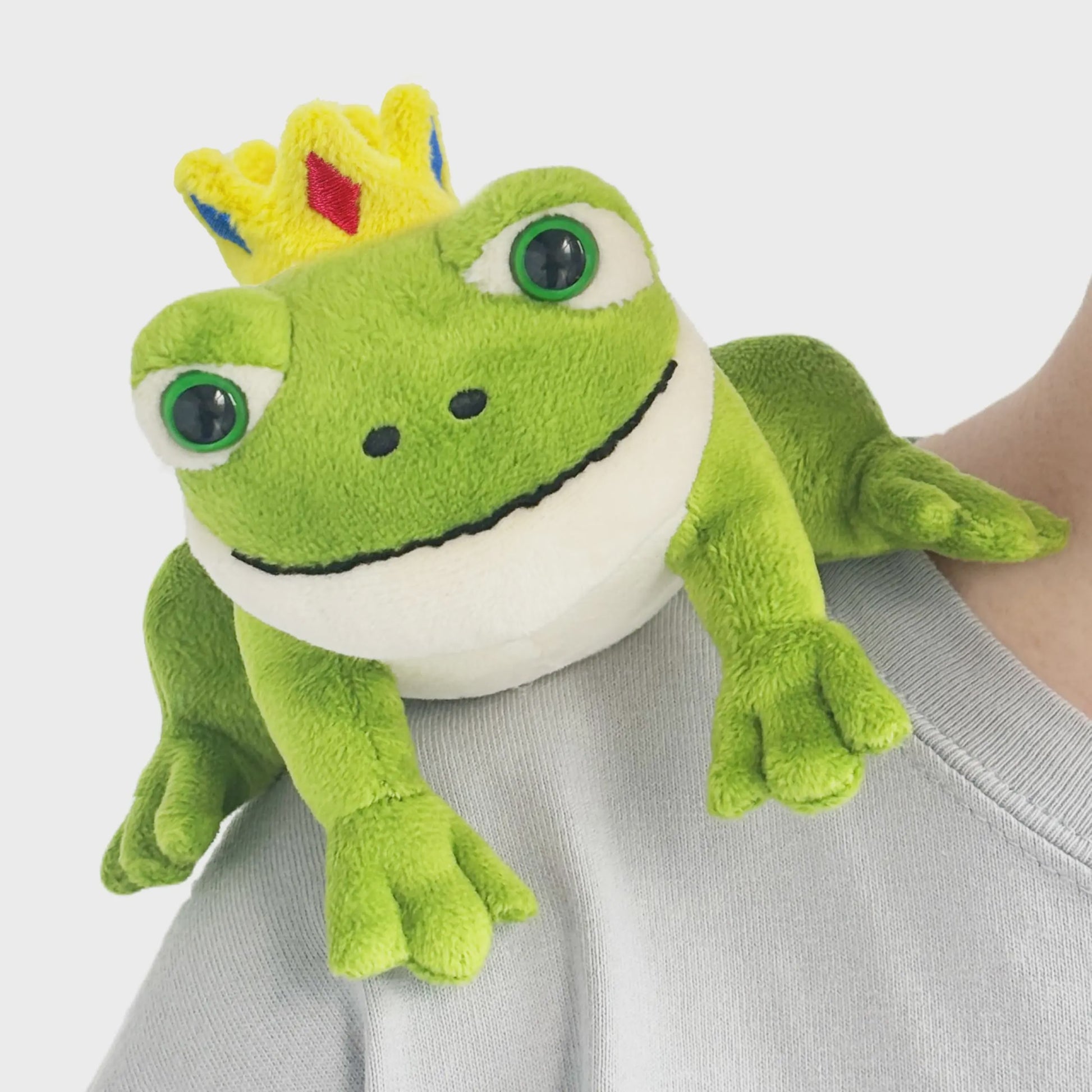Kikker Pluche Knuffel met Kroon - Magnetisch - 10cm - Schattig Cadeau