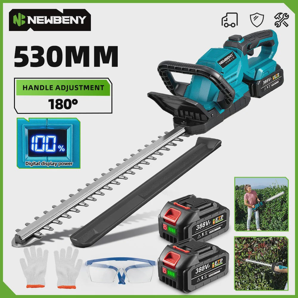 NewBeny Elektrische Heggenschaar 53cm - 3000RPM met LED Display & 180° Draaibare Handgreep