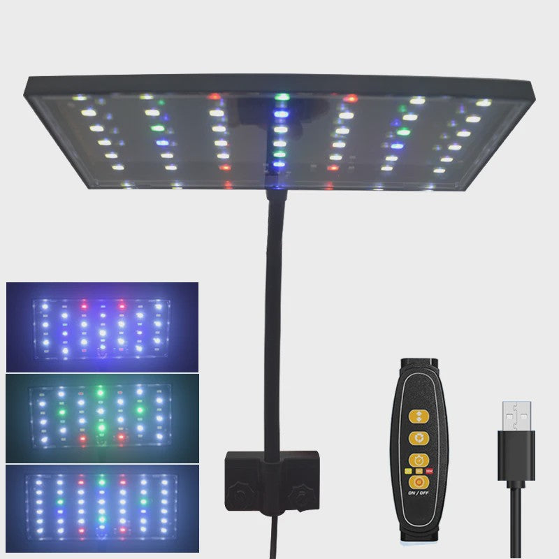USB Aquarium LED Plantengroeilamp - Volledig Spectrum, Dimbare Verlichting met Timer & 360° Rotatie