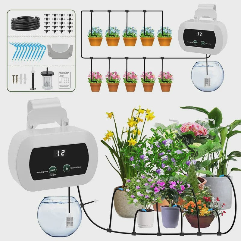 Automatisch Bewateringssysteem voor Planten met Timer, Ingebouwde Batterij & USB Opladen