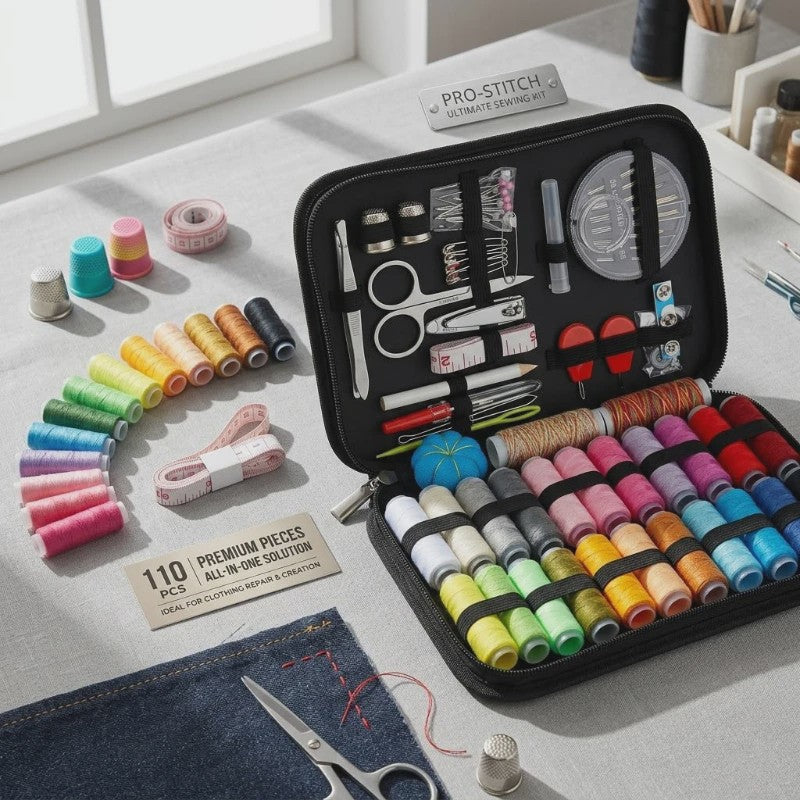 Compacte Naaiset 98 Delen - Multicolor Garen & Reparatieset voor Thuis en Onderweg