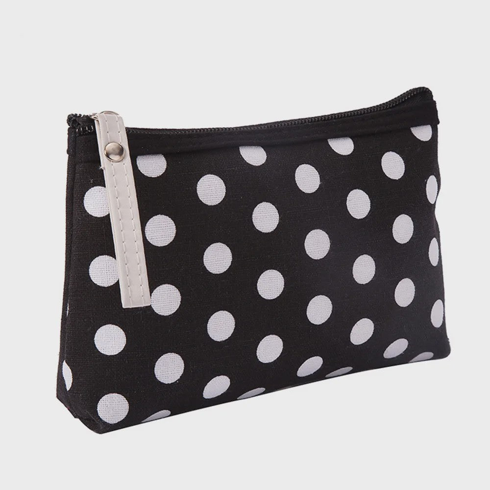 Schattige Canvas Make-up Tas met Stippenprint - Make-up & Toiletartikelen Organizer