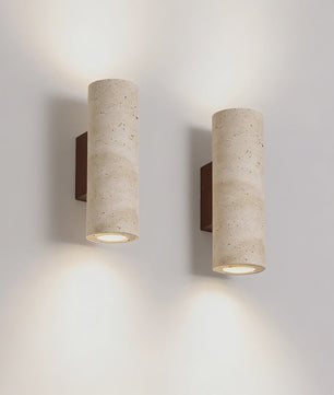 Travertin Wandlamp Cilinder - Sfeervolle Up/Down Light voor Slaapkamer & Woonkamer