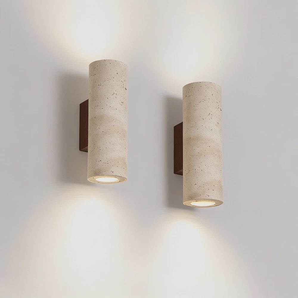 Travertin Wandlamp Cilinder - Sfeervolle Up/Down Light voor Slaapkamer & Woonkamer