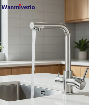 Keukenmengkraan met Dubbele Uitloop: Filterkraan voor Drinkwater & Warm/Koud Water