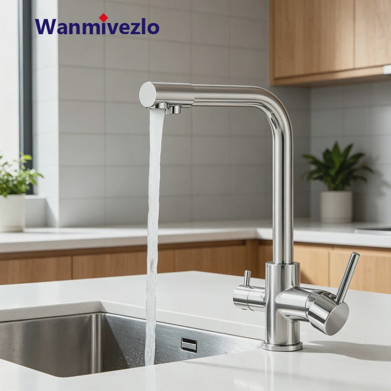 Keukenmengkraan met Dubbele Uitloop: Filterkraan voor Drinkwater & Warm/Koud Water