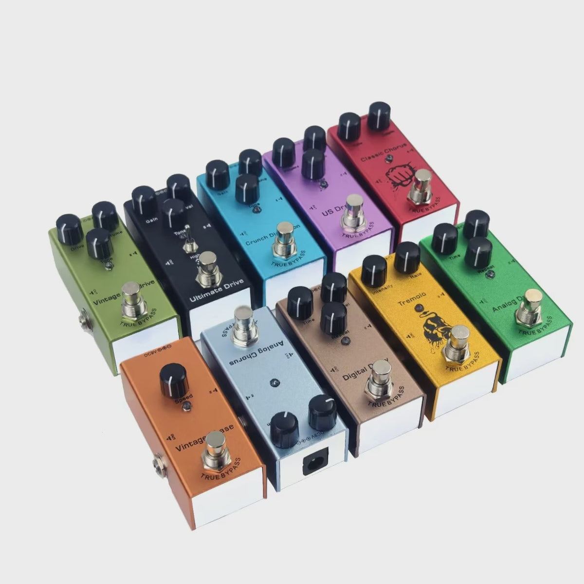 Veelzijdige Gitaarpedaal: Overdrive, Distortion, Chorus, Delay, Tremolo & Analog Delay met True Bypass