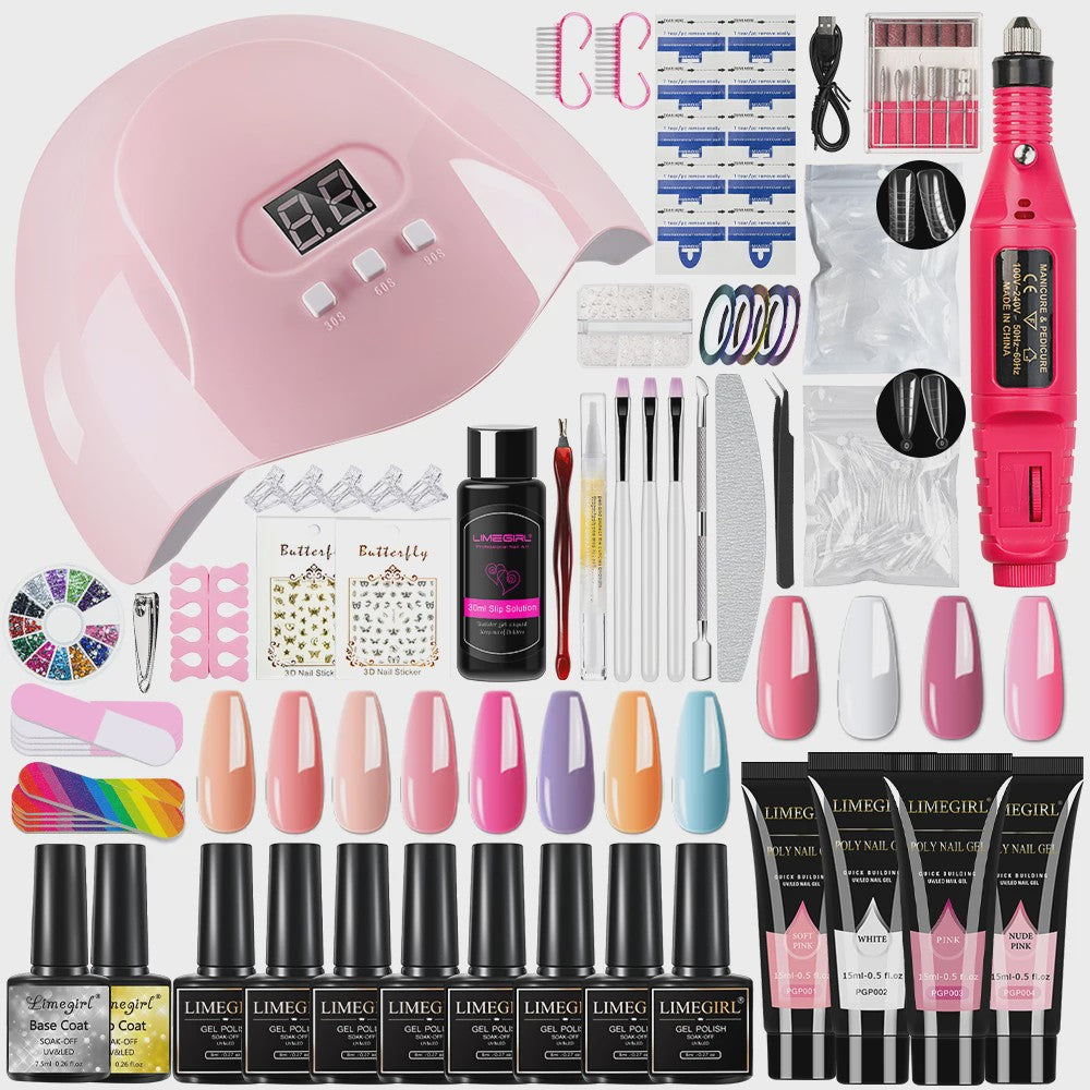 Complete Gel Nagellak Set met UV Lamp en Elektrische Vijl - Poly Nail Gel Kit