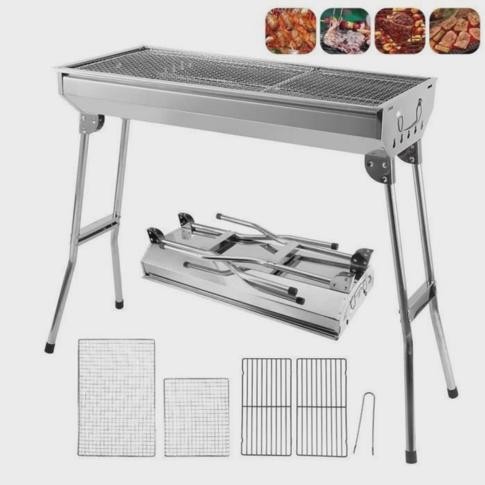 Opvouwbare RVS Houtskool BBQ Grill - Draagbaar en Ideaal voor Buitenfeesten