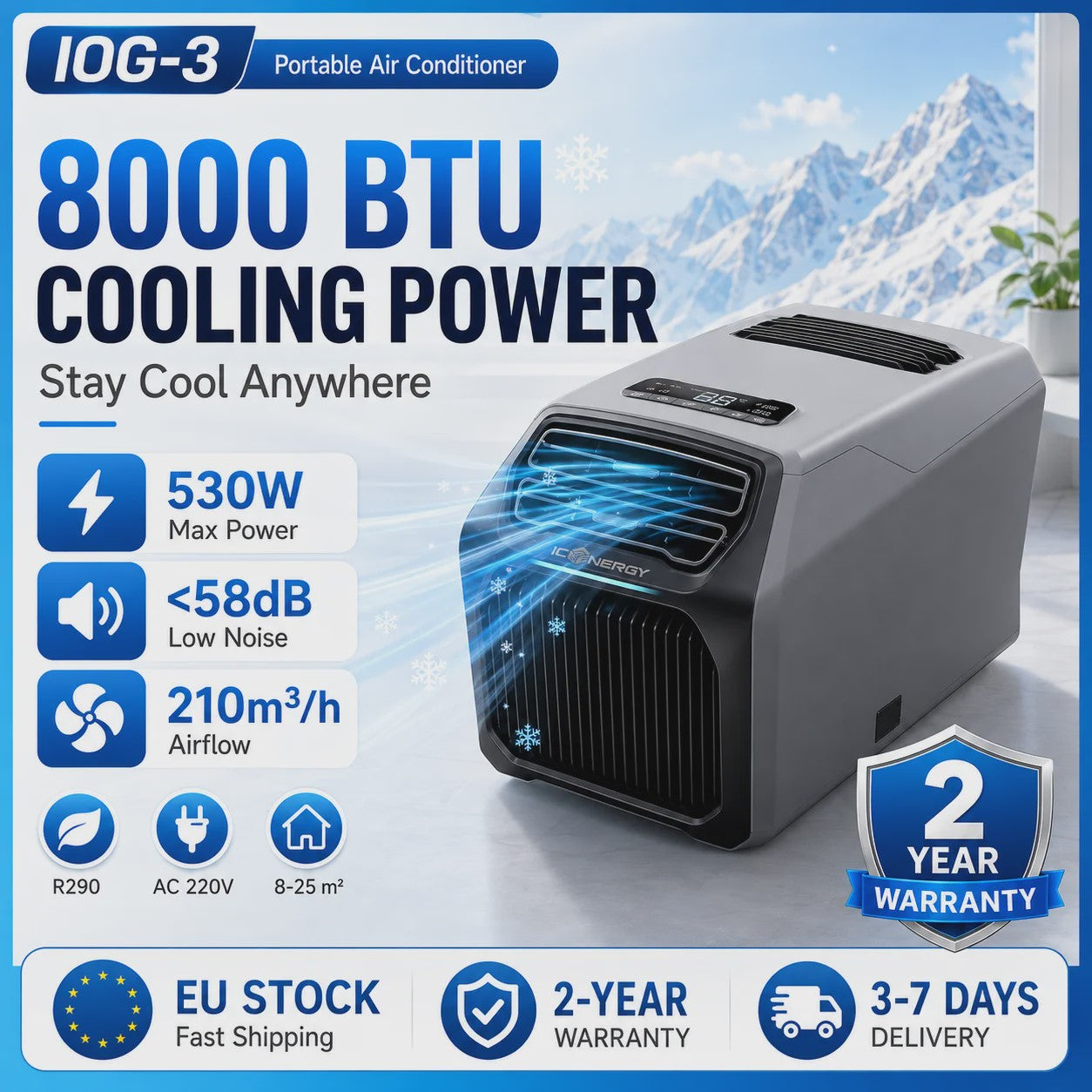 Draagbare Airconditioner 8000BTU - Koeling voor Tent, Camper & Caravan