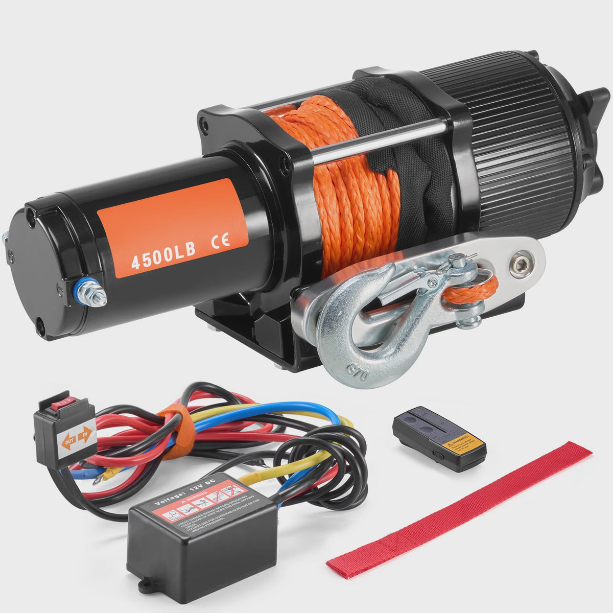 Elektrische Lier 4500lbs voor ATV/UTV met Synthetisch Touw, Draadloze & Bedrade Afstandsbediening, IP55 Waterdicht